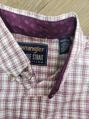 Wrangler George Strait Collection Plum Plaid Western Shirt - Flip Cuffs - Size L